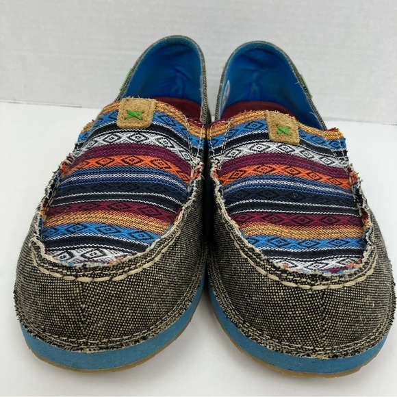 Twisted X EcoTWX Woven Multicolor Aztec Print Slip On Loafers Lightweight Sz 8 - Picture 5 of 15